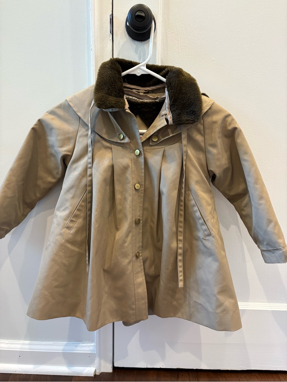 Vintage 80s Young Gallery Kids 3T Trench Coat Rain Jacket Tan Removable Lining